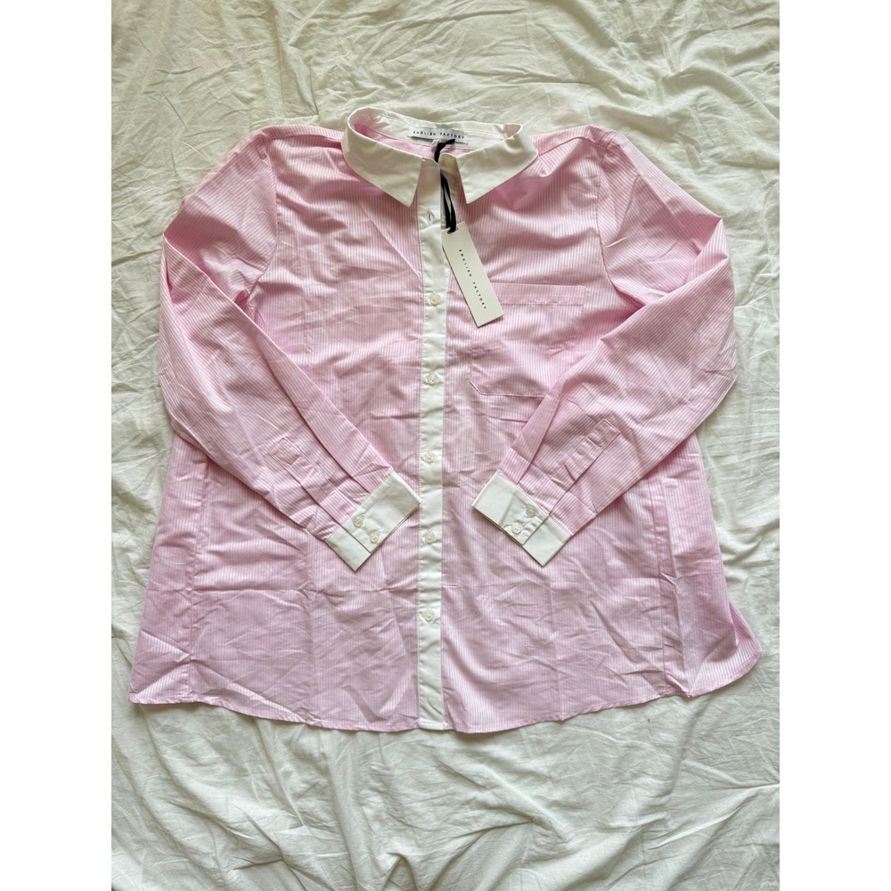 English Factory Pink Pinstripe Long Sleeve Button Down Women's Size M